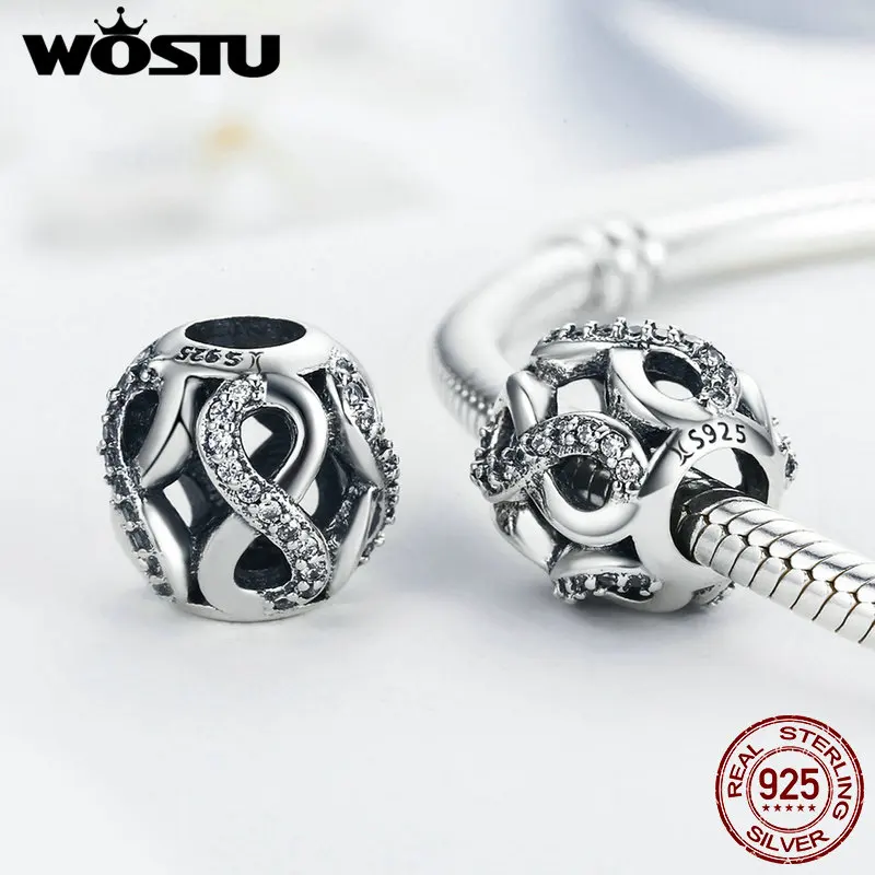 WOSTU, лидер продаж, 925 пробы, серебряные бусины бесконечность, любовь, подходят к оригиналу, WST, браслет, хорошее ювелирное изделие, подарок для влюбленных, FIC141
