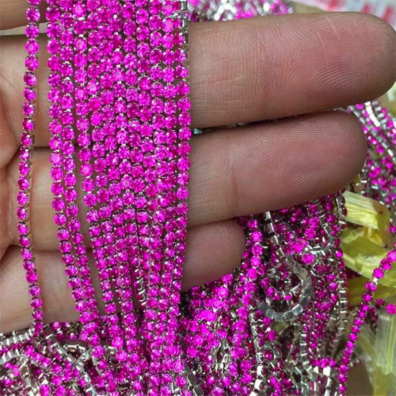 Стеклянные Стразы SS6 SS8 SS10 SS12 серебряная цепочка коготь для чашек плотные