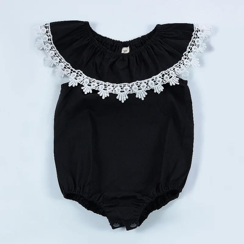 Детская одежда для девочки от 0 до 3 лет черные комбинезоны с белым кружевом bebes fille
