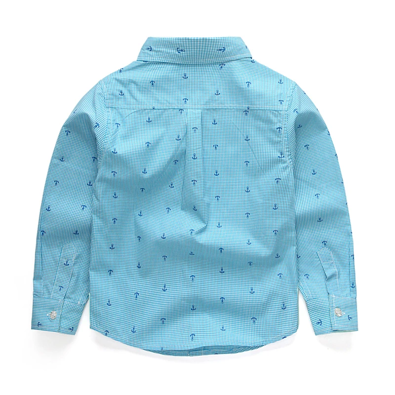 Рубашка для мальчиков в английском стиле хлопковая рубашка клеточку с длинными