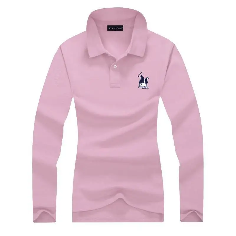 Высокое качество 2019 женские рубашки поло с длинными рукавами большой конь
