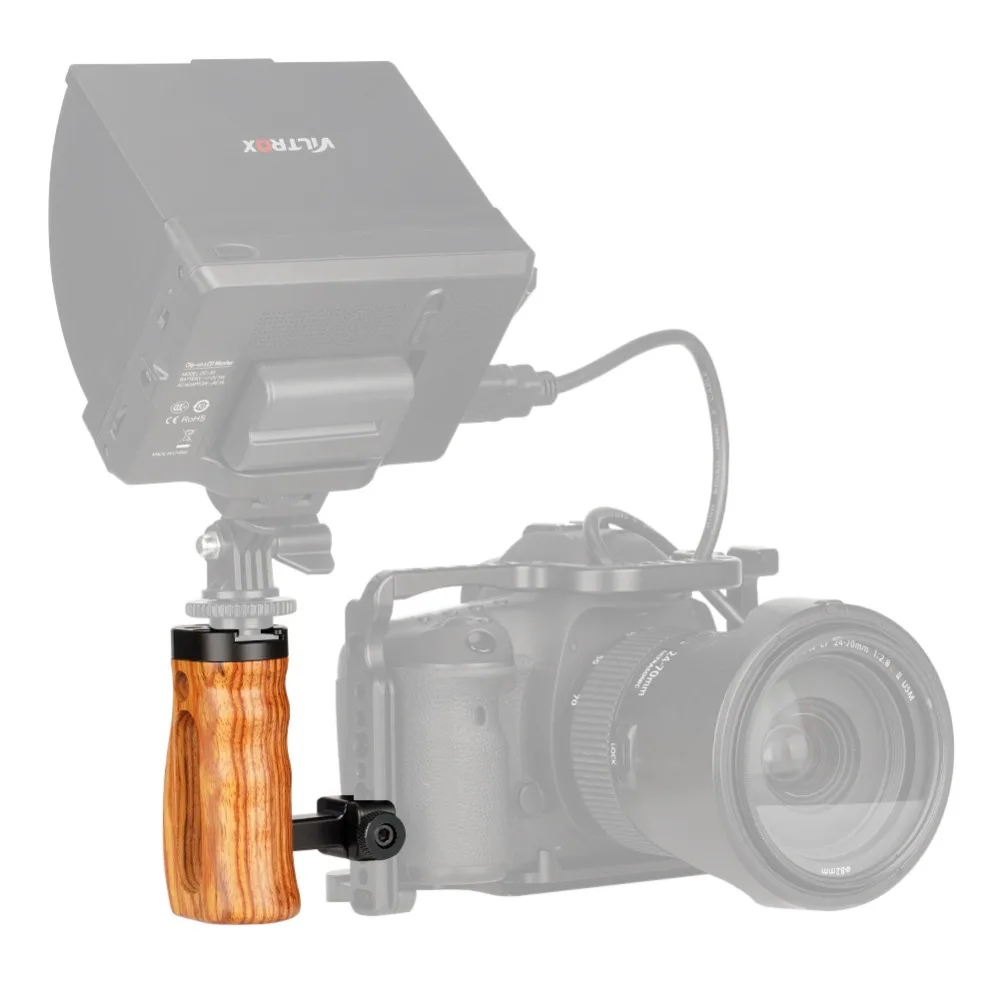 NICEYRIG камера с деревянной рукояткой DSLR ручка Стабилизатор камеры деревянная рукоятка NATO рельсовый зажим Холодный башмак Сырная пластина 1/" Rig Mic