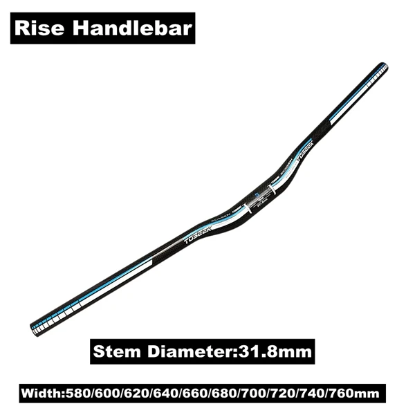 Riser Handlebar TOSEEK синий 3 K углеродный велосипед плоский/стоячий Руль+ ствол+ велосипедная стойка для сиденья MTB руль набор горный велосипед запчасти - Цвет: Riser Handlebar