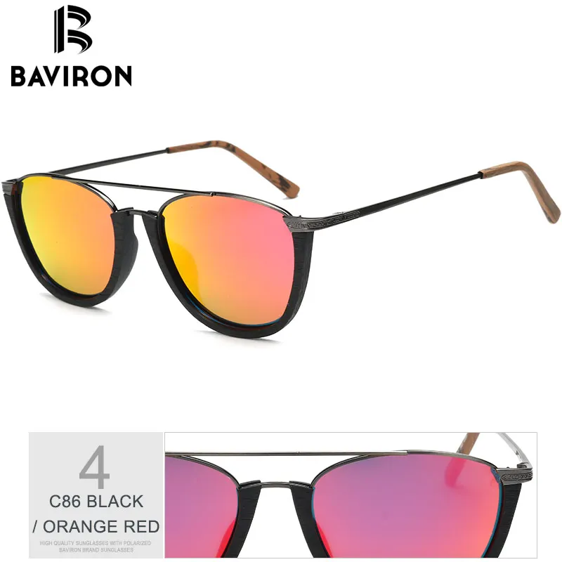 BLACK ORANGE RED BAVIRON новые Винтажные Солнцезащитные очки Мужские поляризационные похожие деревянные солнцезащитные очки унисекс UV400 поляризованные линзы очки для женщин/мужчин - Цвет линз: BLACK ORANGE RED