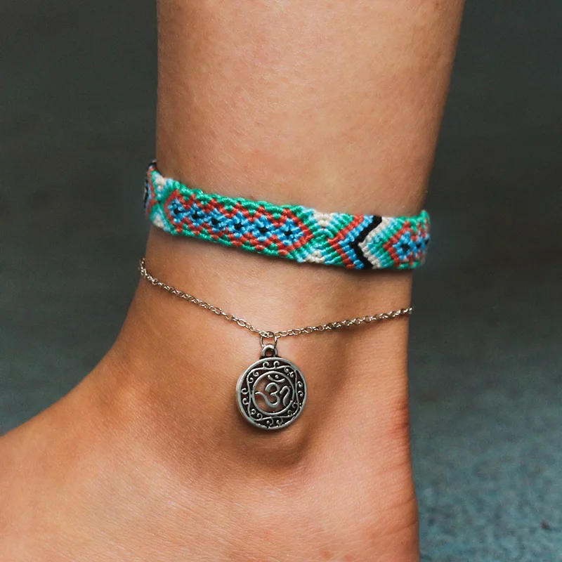 Браслеты на ногу в этническом стиле для мужчин и женщин плетеные анклеты ручной