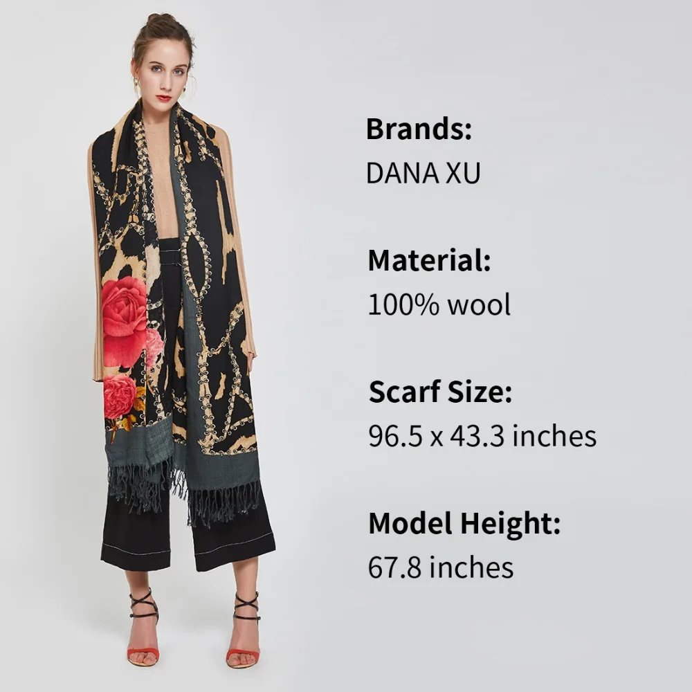 2019 зимний шерстяной большой шарф Роскошная брендовая шаль мусульманский хиджаб