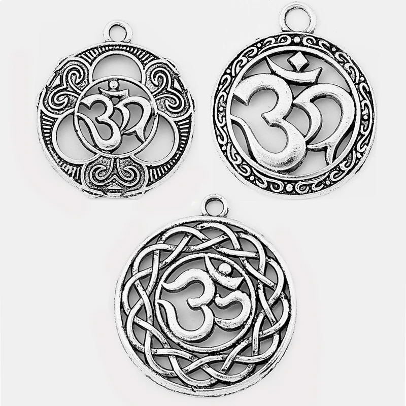 

5 шт. OM/AUM символ йоги круглые подвески, Полые бусины, ювелирные изделия