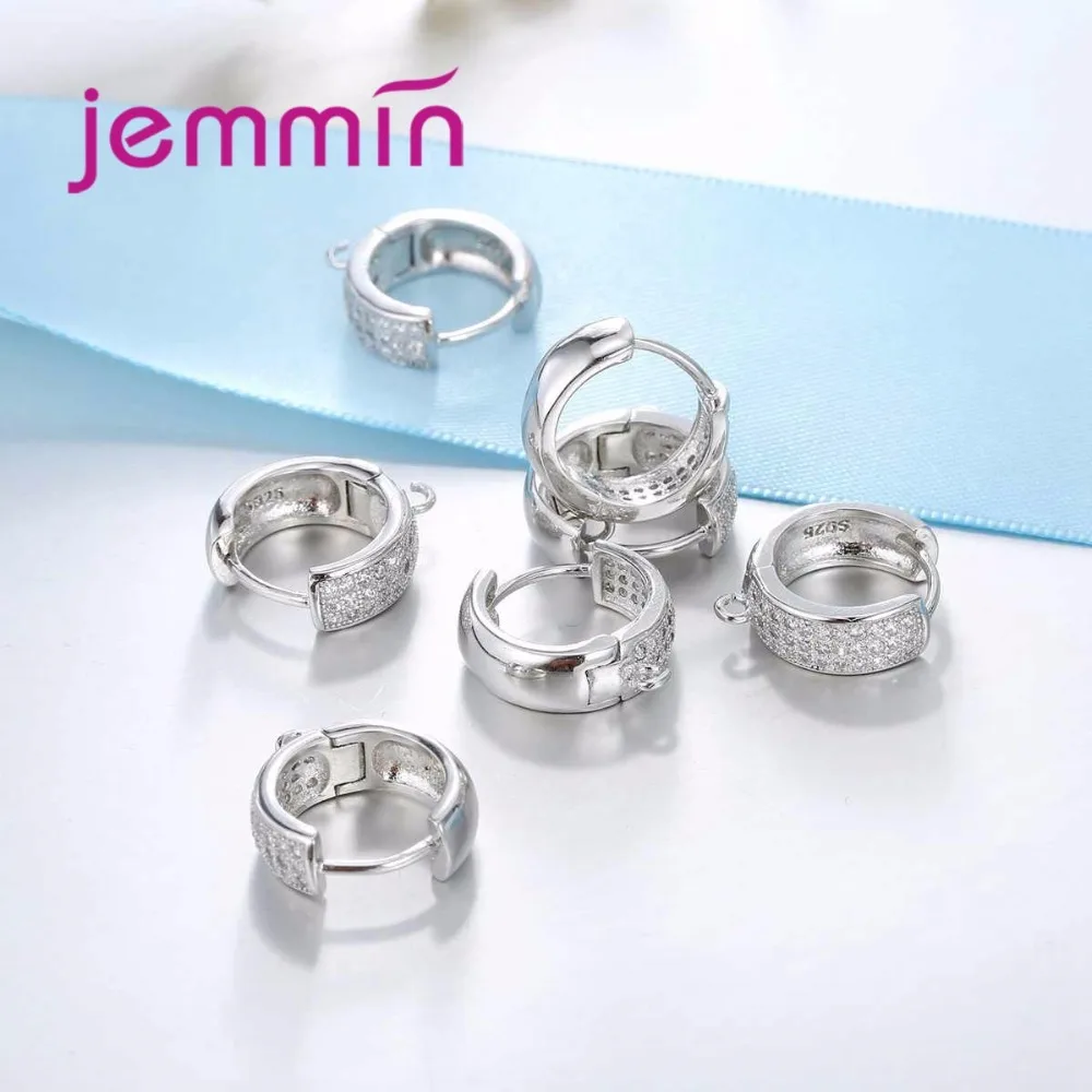 

Fashion Earrings with Micro CZ Crystal Pave 925 Sterling Silver Hoop Earring for Women DIY Making Jewelry