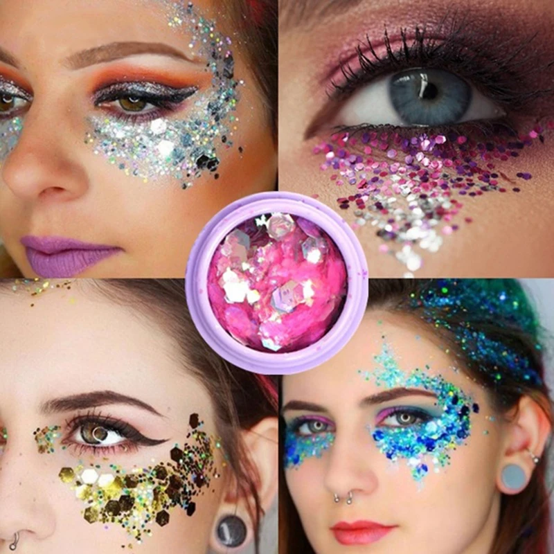 Праздничная блестящая пудра с пайетками золотые глаза для ногтей Блеск лица