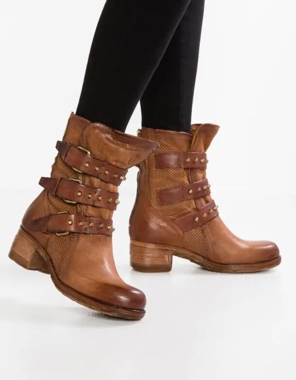 Ботинки женские из искусственной кожи на молнии Винтажные ботинки мартинсы