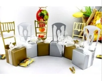 Полые золотого цвета и Серебряное кресло Подарочная коробка конфет свадебные