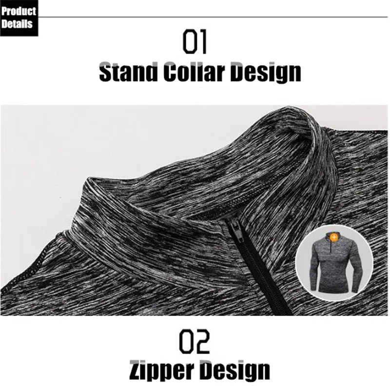 Мужская облегающая толстовка с высоким воротником 3d быстросохнущая длинными