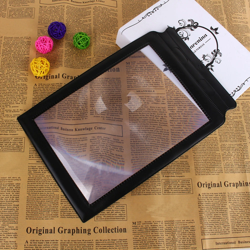

Reading 3X Magnifier Full Page Optical Magnifying Foldable A4 LED Lens Desk Magnifying Glass Reading aids 30.5x19.5cm