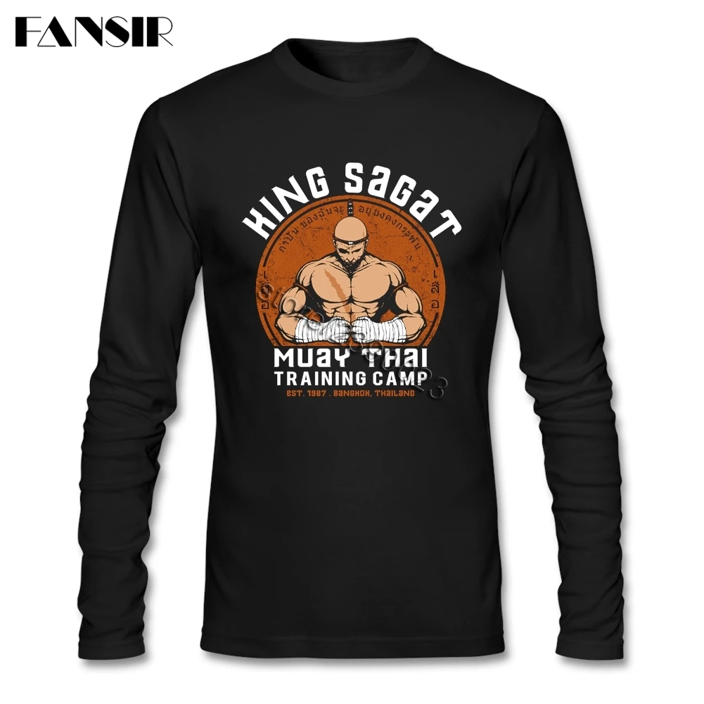 Футболка Muay Thai Camp мужская с круглым вырезом хлопковая рубашка длинным рукавом