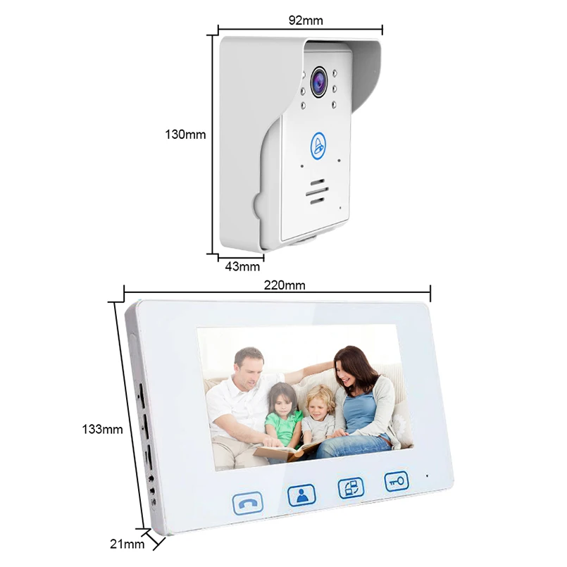 Saful 7 &quotВодонепроницаемый проводной телефон для видеодомофона с сенсорным