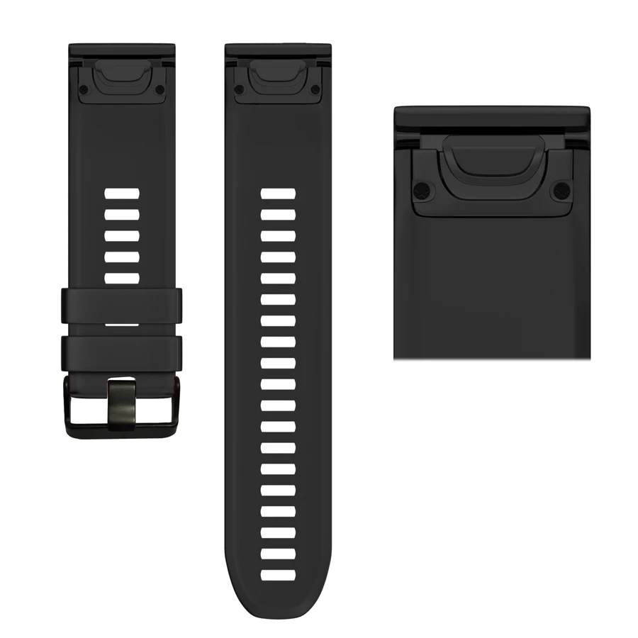 Черный 26 22 20 мм ремешок для часов Ремешок для Garmin Fenix 6 6s 6X5 5S 3 3HR D2 S60 gps часы Quick Release силиконовый ремешок Easyfit - Цвет: Черный