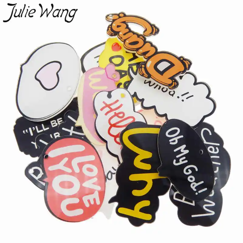 Julie Wang 4 шт. акриловые бирки для поздравлений Подвески &quotWow Whoo Hello&quot браслет