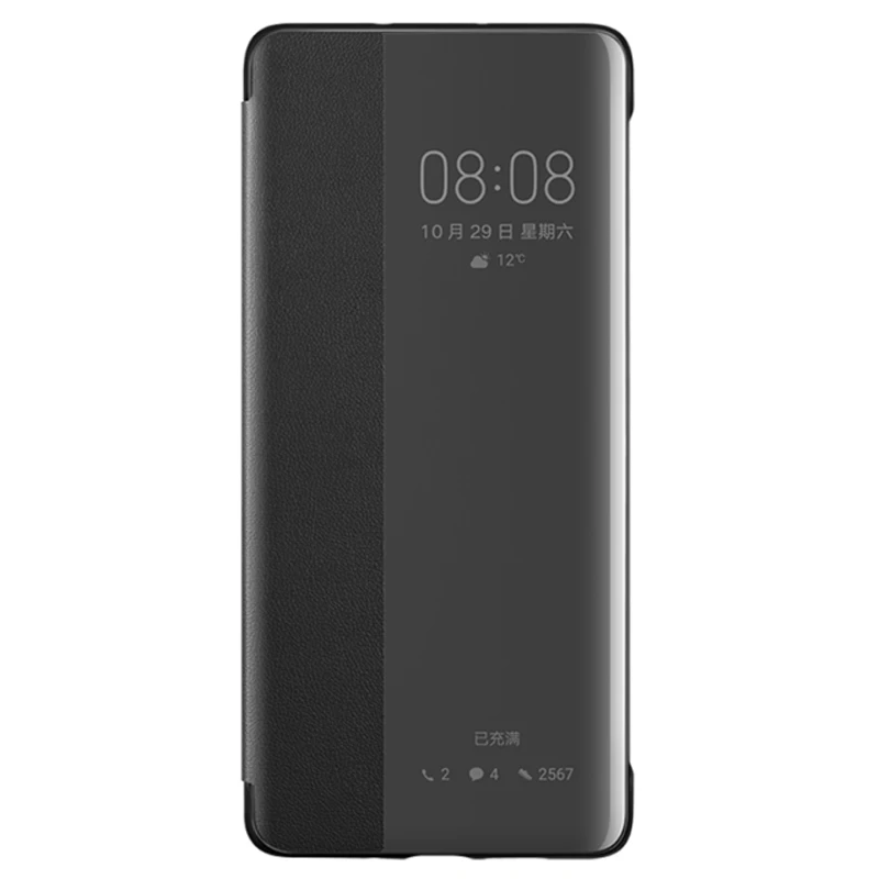 Huawei P30 Pro Чехол Официальный Смарт-Чехол из искусственной кожи флип-чехол huawei P30 Pro Чехол huawei P30 чехол для телефона Funda - Цвет: Black