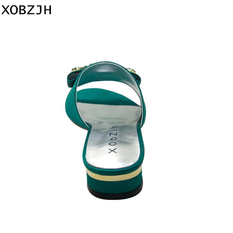 Summer Shoes Flat Sandals Women 2019 Brand Designer Rhinestone Luxury Woman Slippers Green Same Italian | Обувь