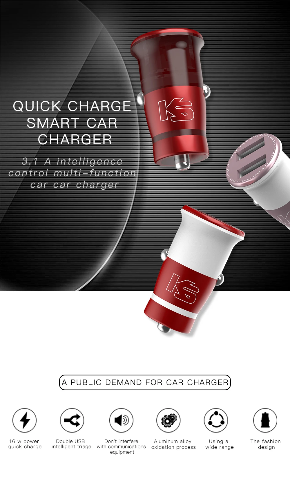 KEYSION Mini 3.1A USB Автомобильное зарядное устройство двойной мобильный телефон быстрое зарядное устройство планшет автомобильное зарядное устройство для iPhone X 8 7 6 для samsung для Xiaomi