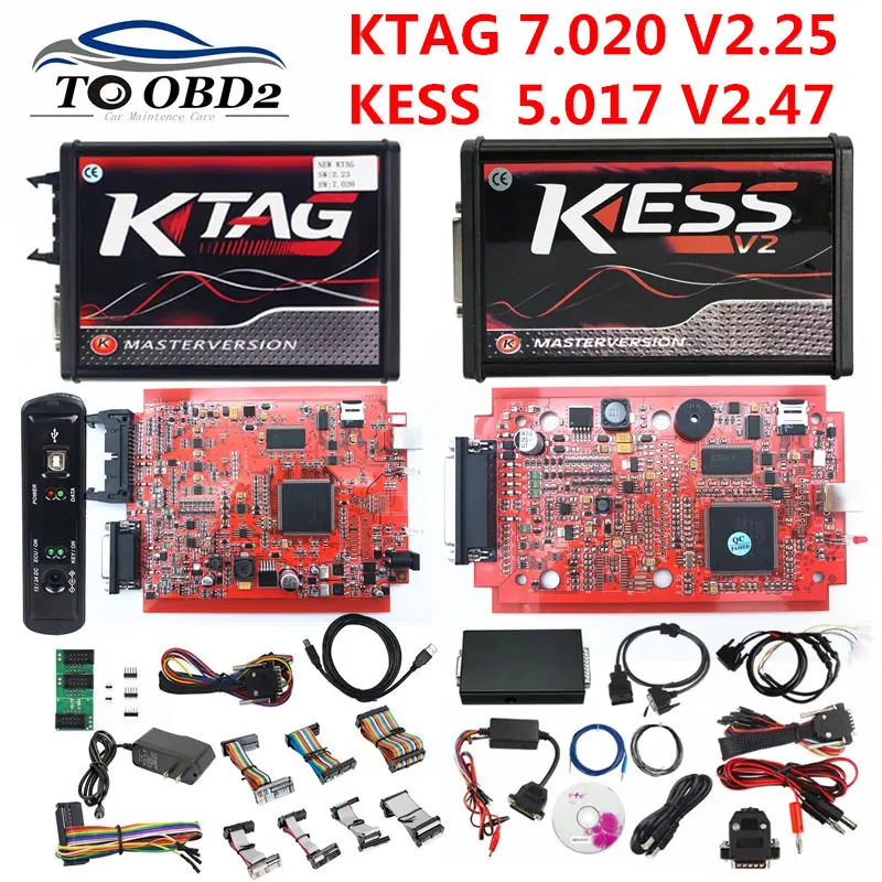 Европейская версия красный 4LED KTAG 7,020 V2.25 без жетона ограниченный многоязычный K TAG 7,020 онлайн версия KESS V2.47 V5.017 5,017 KESS