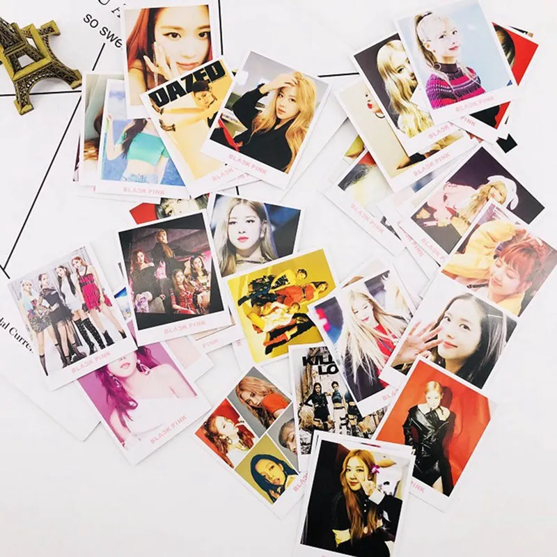 40 шт./компл. TXT BLACKPINK фото ломо карты вентиляторы коллективных DIY фотокарточек с 5 шт. зажимы и 1,2 м веревки