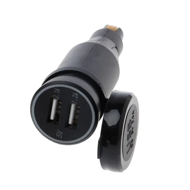 2021 New DIN3.1A Motorcycle Waterproof Power Adapter Dual USB Charger With Cigarette Lighter For BMW Hella DIN Motor | Автомобили и