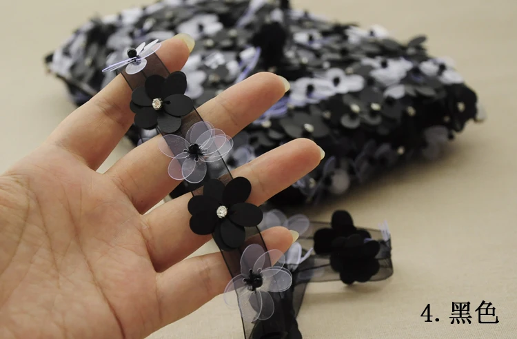 Разноцветная кружевная отделка с блестками 3D цветы блестки черный белый розовый
