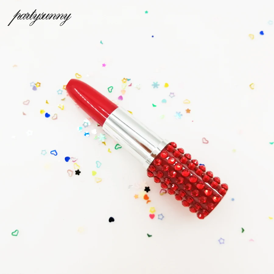 6 шт. со стразами красный фиолетовый Губная помада Форма шариковая ручка