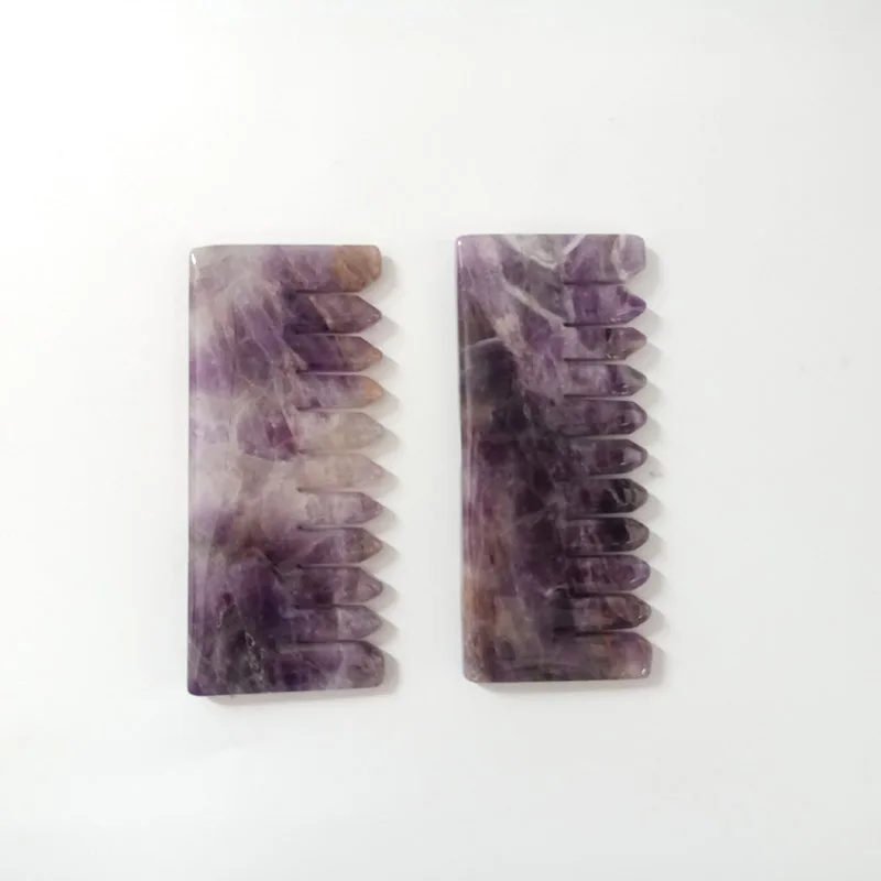Dream Amethyst Цена 3 дюйма натуральный ручной полированный Кристалл целебные расчески различные черный обсидиан розовый кварц аметист массажные расчески SQ - Цвет: Dream Amethyst