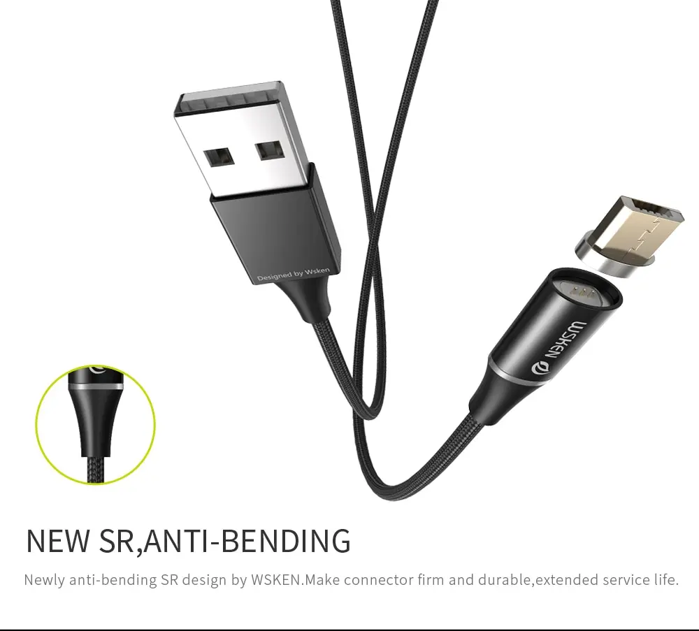 WSKEN Магнитный зарядный кабель micro usb зарядное устройство для xiaomi redmi 4x samsung