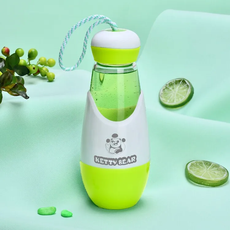 Медведь Детский мультфильм drop-устойчив удобство Стекло бутылка для воды студент воды подарки Открытый путешествия - Цвет: 1