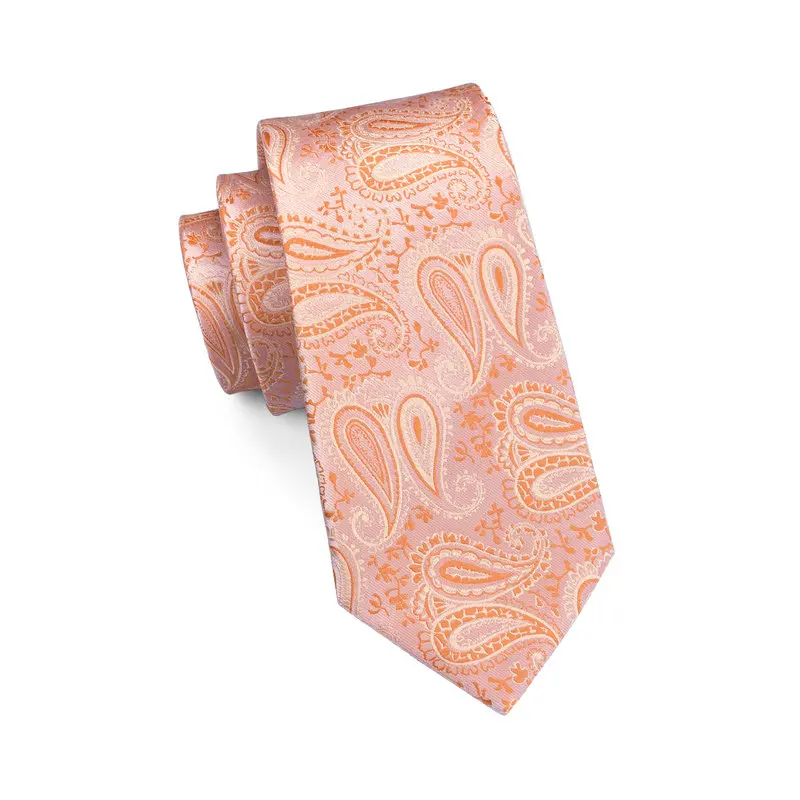 Модный мужской галстук оранжевый бисквит Пейсли шёлк-жаккард запонки в деловом