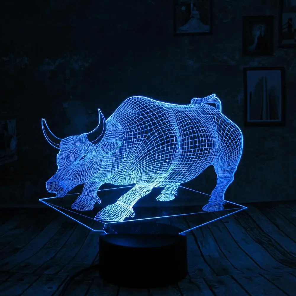 Милая креативная объемная светодиодная USB лампа в форме коровы 7 цветов ночник