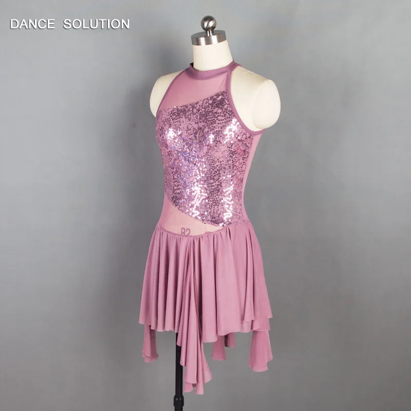Женский танцевальный костюм фиолетовое платье лиф с блестками для выступлений и