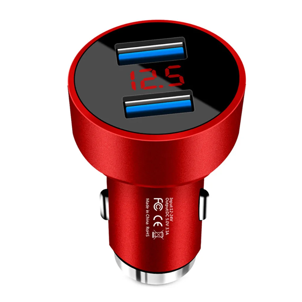 Автомобильное зарядное устройство с двумя портами USB 3 1 А 2 порта ЖК-дисплей 12-24 В