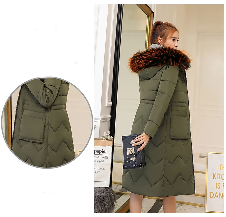 Women long parkas coat-25degrees both side wear Thicken warm big fur collar jacket coats Casual female winter outwear parkas