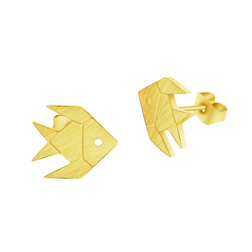 Женские серьги-гвоздики Flexagon модные золотистые украшения в минималистическом