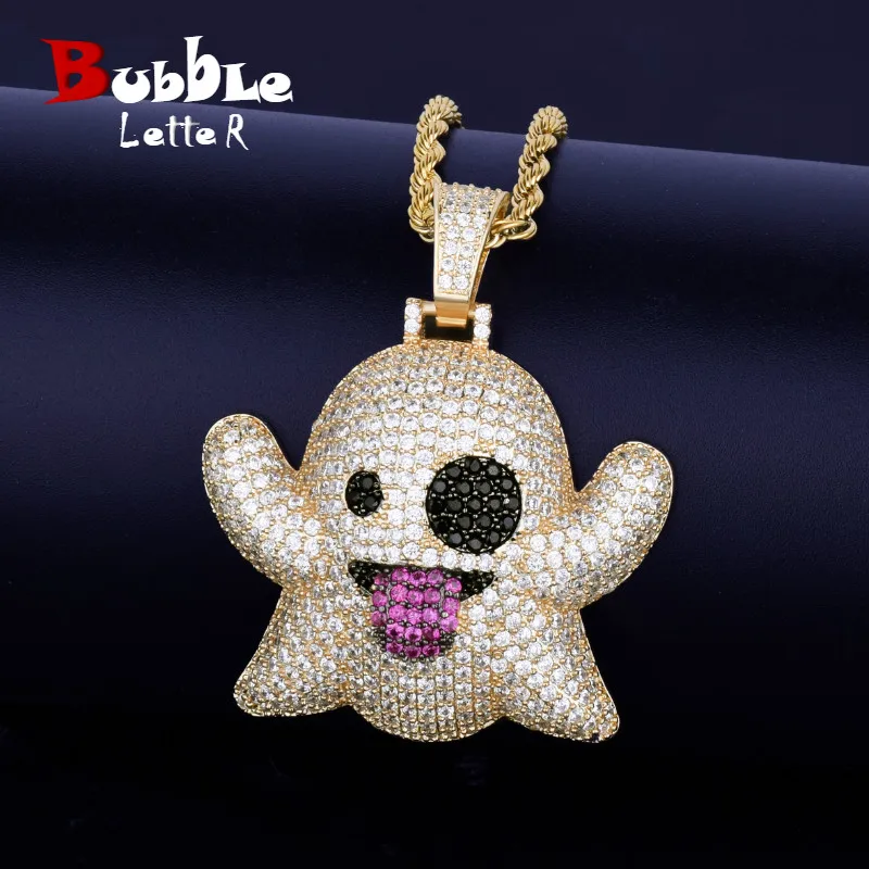 Ожерелье в виде призрака & Золотой кулон Цвет покрытием Bling кубический циркон для