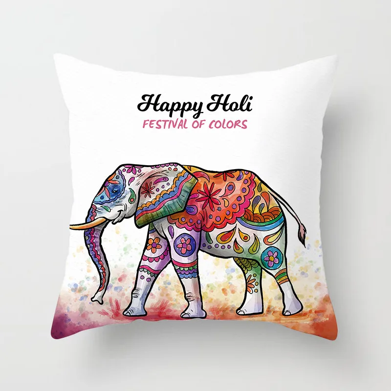 Красочный Стильный чехол для подушки Fuwatacchi Happy Holi радужная подушка в виде слона