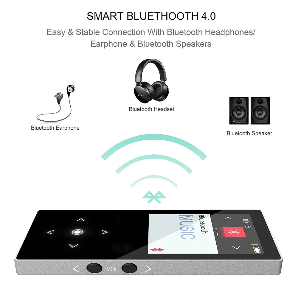 Mp3 плеер BENJIE K8 bluetooth музыкальный с сенсорным экраном 8 ГБ FM радио электронная книга