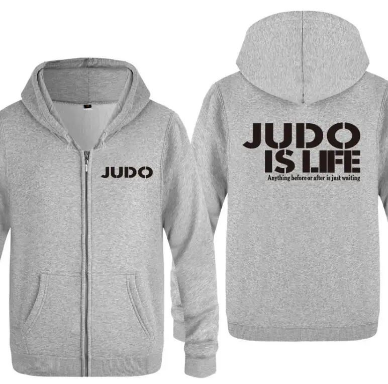 15 Мужские толстовки с капюшоном на молнии с надписью «Judo is Life», мужская флисовая толстовка с капюшоном и длинным рукавом, мужская куртка, пальто, Толстовка для фитнеса, спортивный костюм негабаритных размеров - Цвет: 15