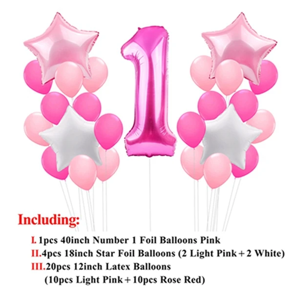 girl balloon set PATIMATE 1st на день рождения первого мальчик гирлянда для маленьких девочек один год рождения баннер с днем День рождения Декор для дома я один овсянка - Цвет: girl balloon set
