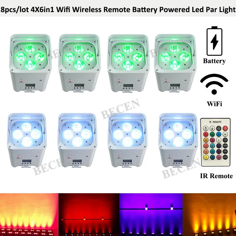 Wireless DMX 4x15w 6in1 Battery Powered LED Par Light Wifi APP Control IRC Remote Led Uplight 8pcs | Лампы и освещение