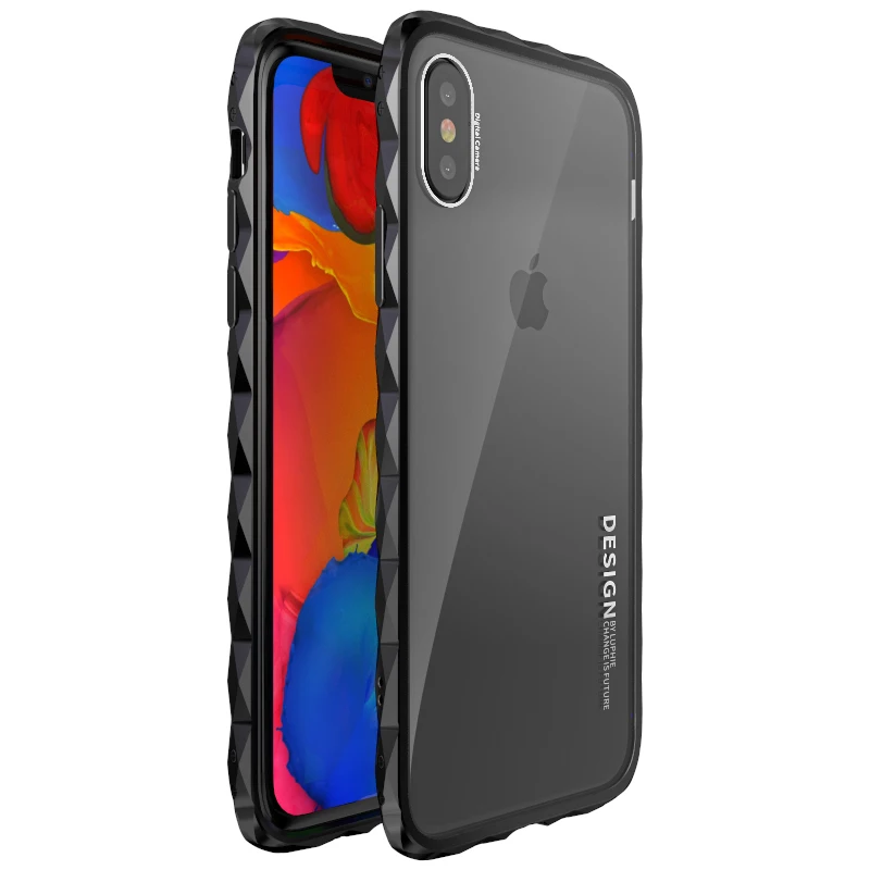 LUPHIE 2 в 1 чехол для Apple iPhone X чехол Роскошный Алюминиевый металлический бампер+ прозрачный акриловый чехол набор чехол для телефона s для iPhone X