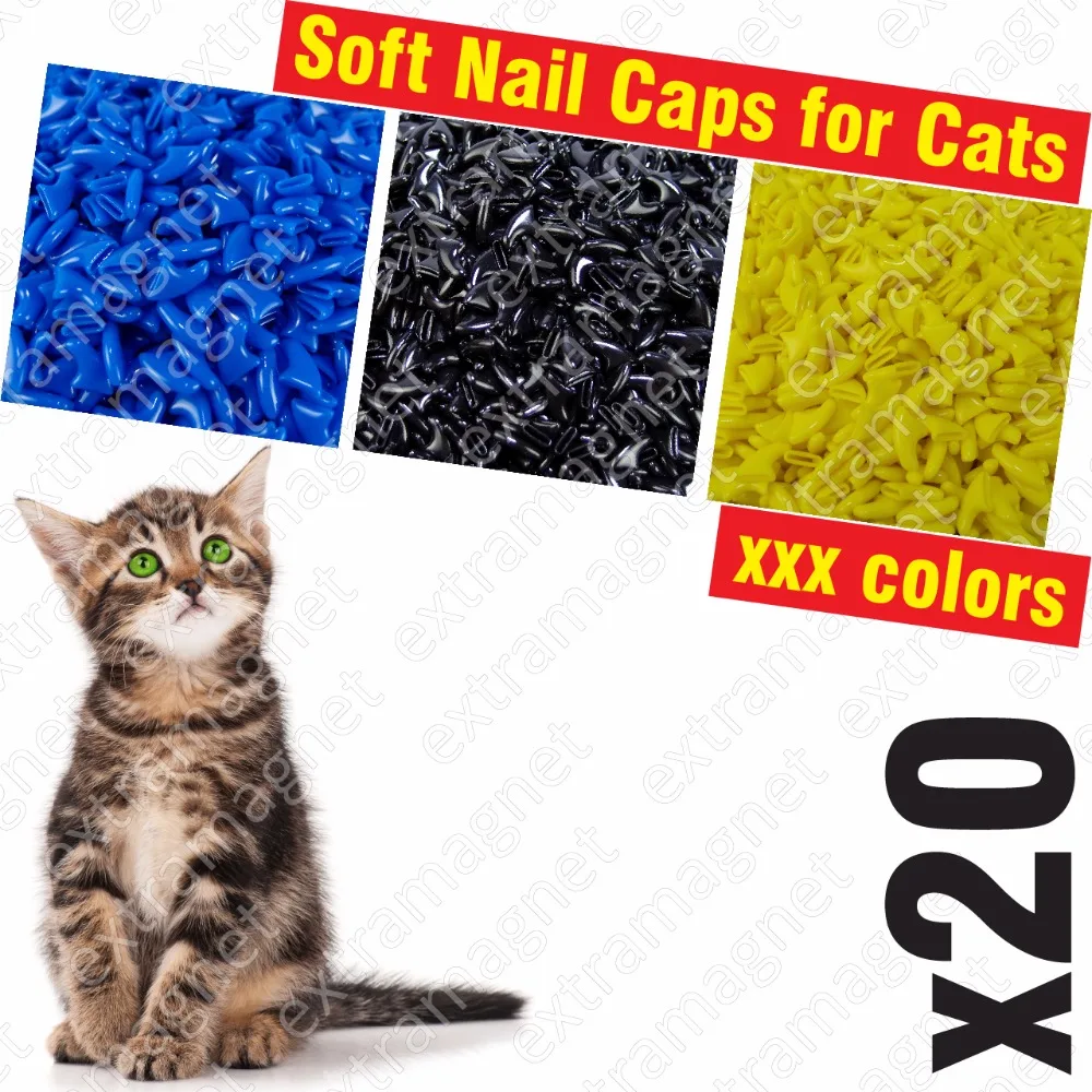 Мягкие колпачки для кошек 20 шт. + 1 клей аппликатор/* XS S M L чехол кошка лапа коготь xzo