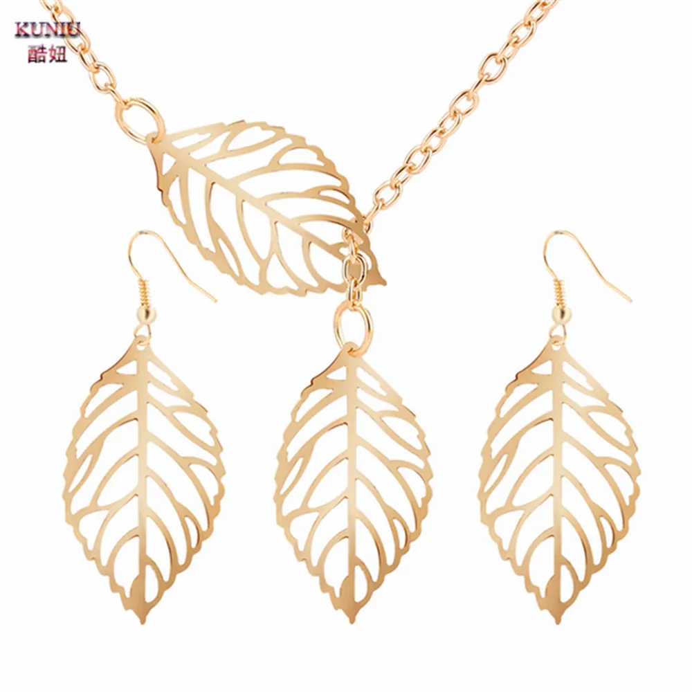 KUNIU Винтажные Ювелирные изделия в наборе старинные листья крюк полые Висячие