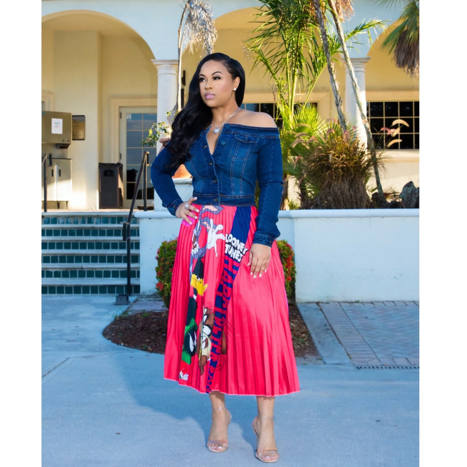 Женское плиссированное платье винтажное до середины икры с принтом happy и