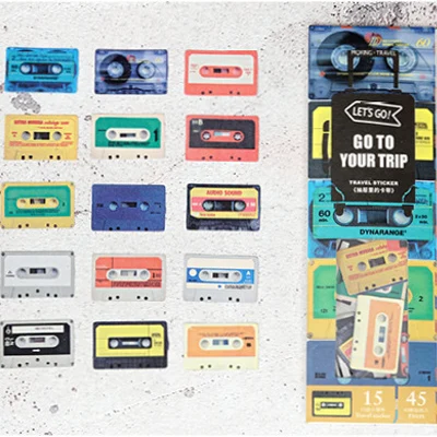 07 cassette 45 шт./партия, винтажная мини-бумажная наклейка, упаковка, декоративная наклейка-стикер для дневника альбом Скрапбукинг - Цвет: 07 cassette