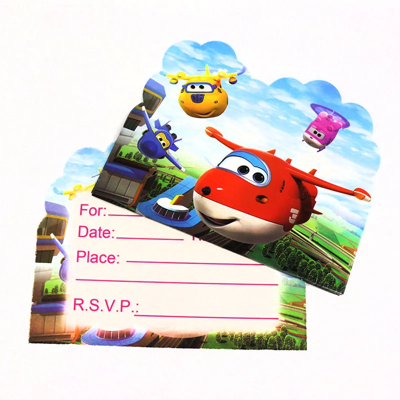 10pcs invitations Тема супер крылья одноразовые вечерние столовые приборы Супер Крылья тематическая вечеринка на день рождения украшения Супер Крылья тарелки чашки - Цвет: 10pcs invitations